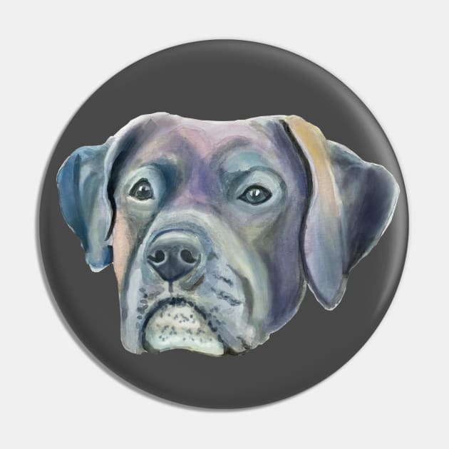 Watercolor Mastiff Dog Face Pin by MariaWorkman