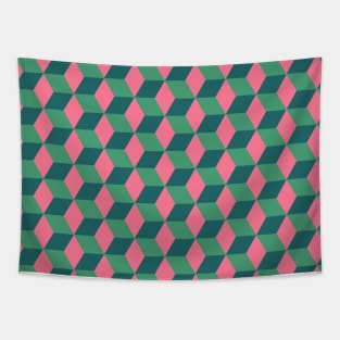 Geometric design- pink and green Tapestry