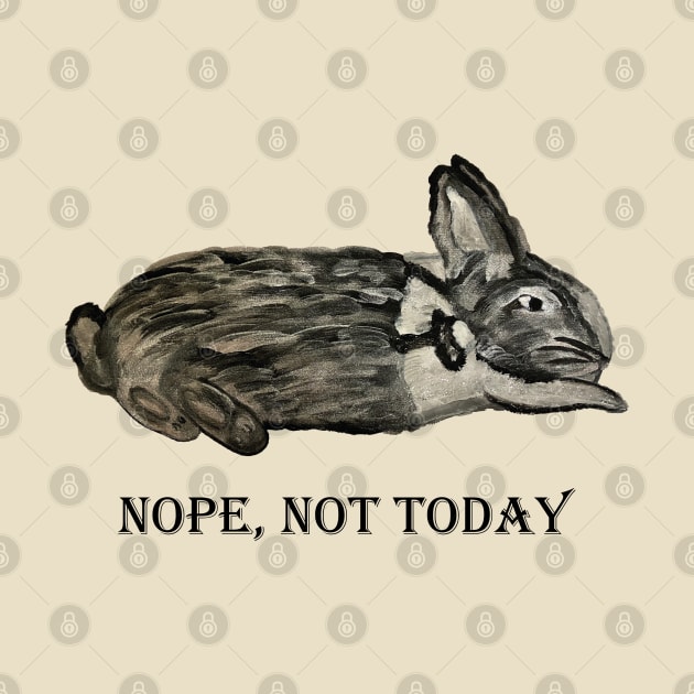 Nope, not today – black and white rabbit by Anke Wonder 