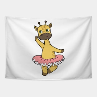 Giraffe as Ballerina at Ballet with Skirt Tapestry