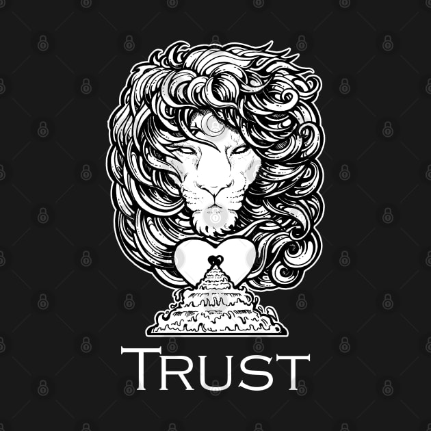 Heart of A Lion - Trust - White Outlined Version by Nat Ewert Art