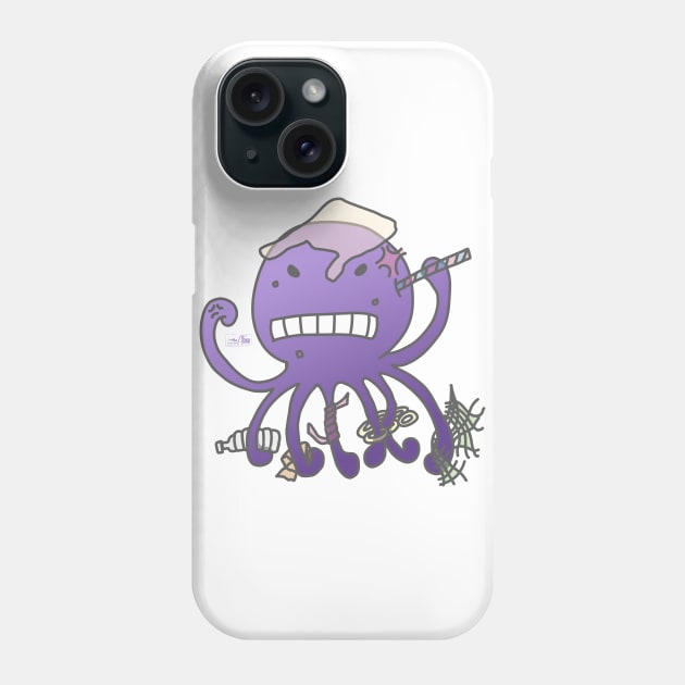 Angry octopus annoyed by plastics Phone Case by TheAlbinoSnowman