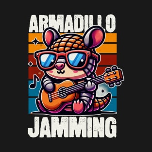 Armadillo Jamming Retro Guiter Lover T-Shirt