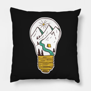 Mountains in a lightbulb creative handdrawn Gift Pillow