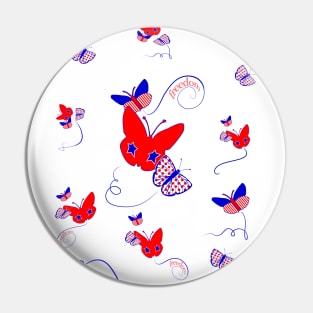 Patriotic Butterflies Pin