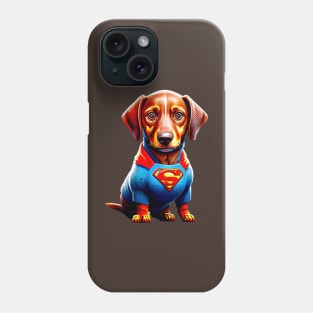 Wiener Hero: Dachshund in Bold Superhero Costume Tee Phone Case