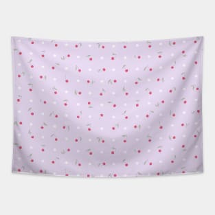 Sweet cherries and polka dots in violet Tapestry