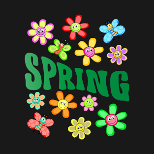 Spring (Green) - Happy Flowers T-Shirt