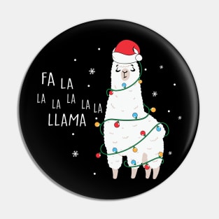 Fa La La Llama Santa Hat Wrapped in Christmas Lights Pin