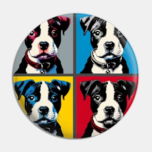 Pop Retro American Staffordshire Terrier Art - Cute Puppy Pin