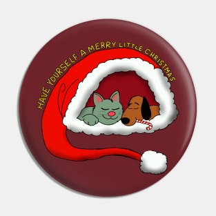 Merry Christmas puppy kitty Pin