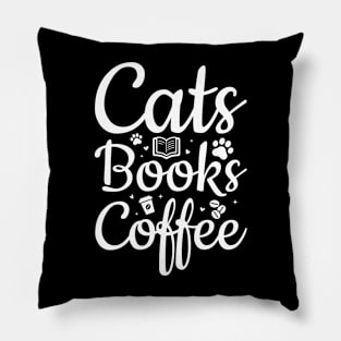 cats books coffee t-shirt Pillow