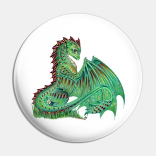 Fancy Patterned Green Dragon Pin