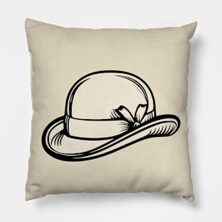 Line art of a Bowler hat Pillow