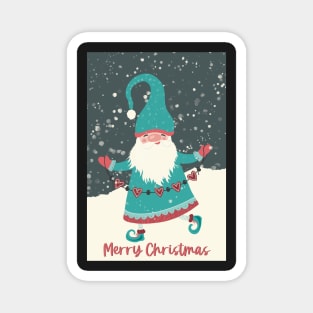 Happy Santa jumping in the snow, bringing Christmas’ greetings Magnet