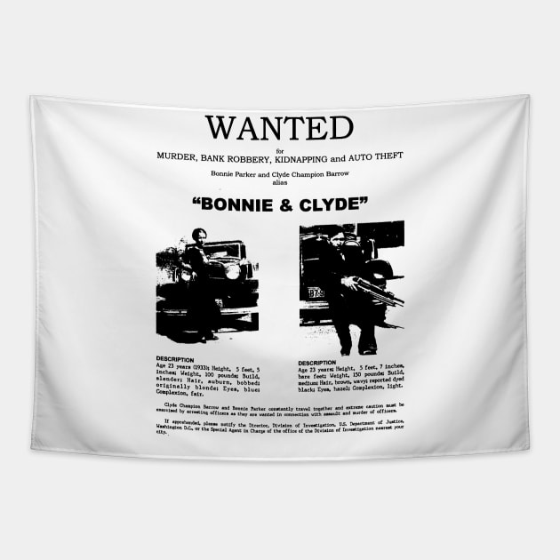 Bonnie and Clyde Wanted Tapestry by AbundanceSeed