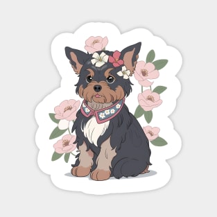 Floral Yorkie Delight Magnet