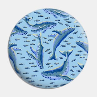 Gouache Humpback Whales Pattern Pin