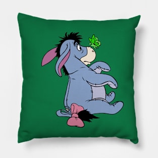 Donkey With Awareness Ribbon Butterfly (Green) Pillow