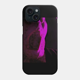 Portrait, digital collage and special processing. Mouth closeup. Rage, demon, brutal. Violet. Phone Case