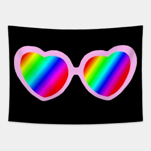 Rainbow Mirror Heart Love Glasses Tapestry