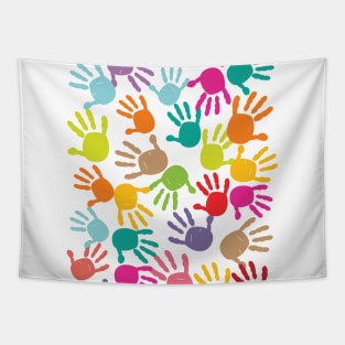 Colorful baby handprint Tapestry