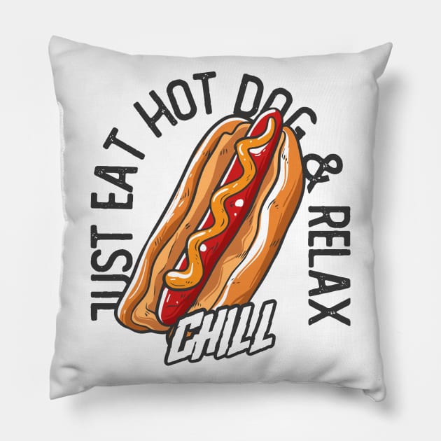 just hot dog relax Pillow by Mako Design 