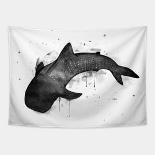 Whale shark, black and white Tapestry