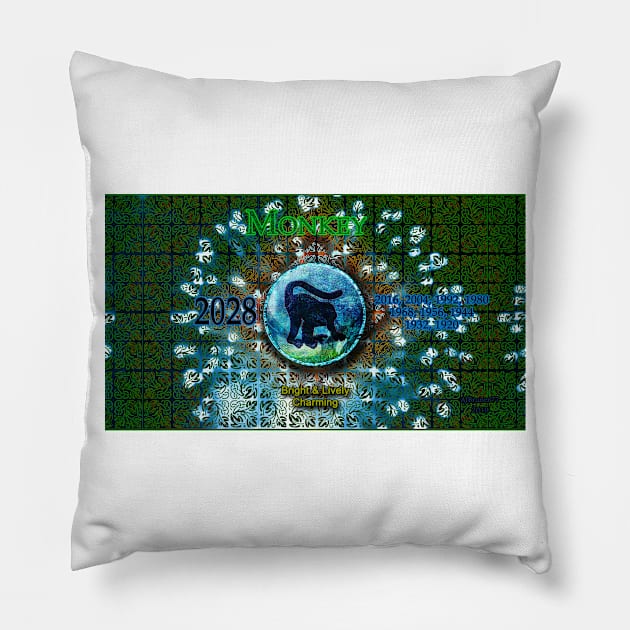 Zo-Disc Monkey with background v1 Pillow by ajbruner77