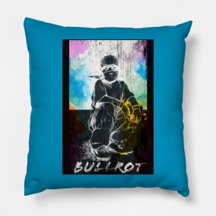 Bullrot Tag Aquarelle Noir Blanc et Nom Pillow