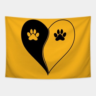 Love with pet footprint with paw and heart symbol graphic Tapestry