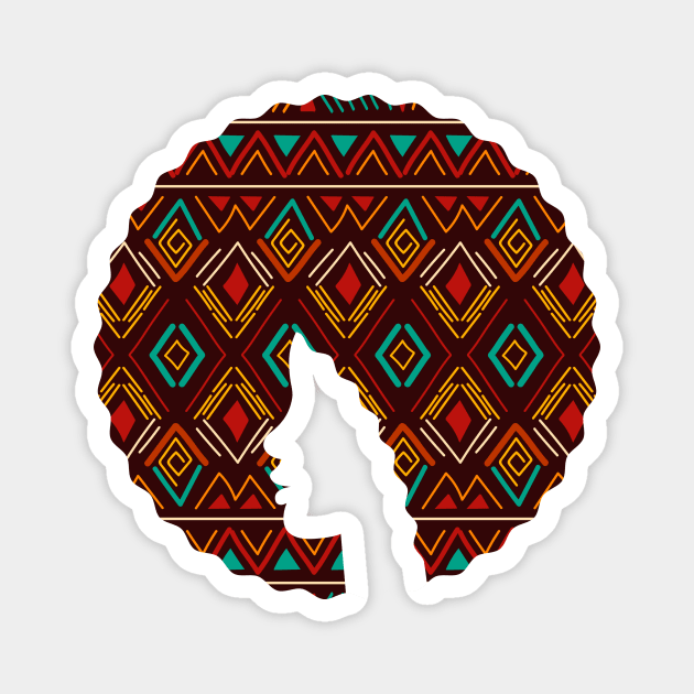 Afro Hair Woman with African Pattern, Black History Magnet by logiamerch