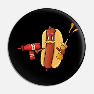 Hotdog cartoon Pin