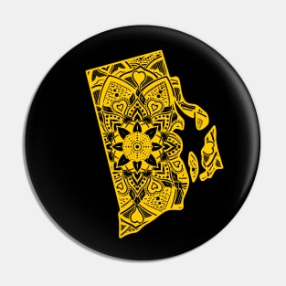 Yellow Rhode Island State Gift Mandala Yoga RI Art Pin