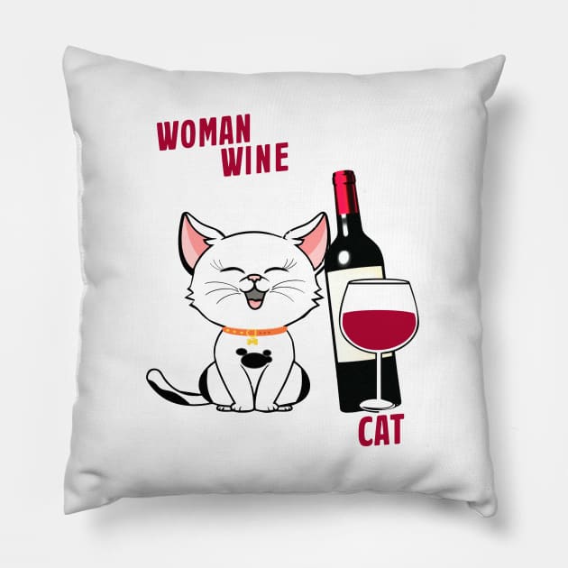 A Woman Cannot Survive on Wine Alone, She Also Needs A Cat Pillow by phughes1980