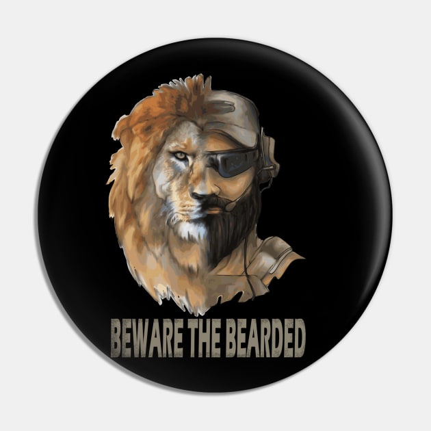 Bearded military operator and lion Pin by paintSkiller