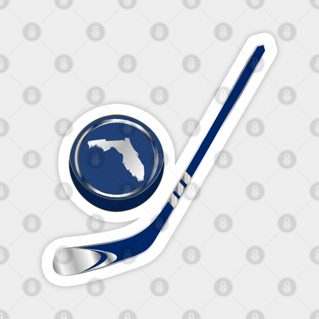 NHL - FL Navy Blue Silver White Stick and Puck Magnet by geodesyn
