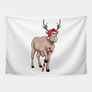 Reindeer Christmas Candy cane Tapestry