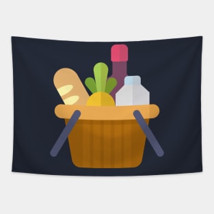 Groceries flat illustration design Tapestry