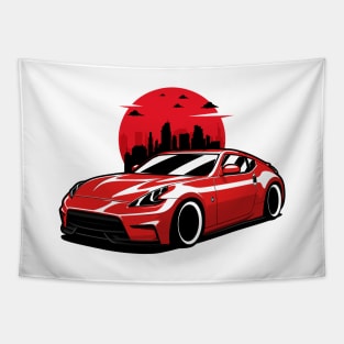 Red 370z city skyline Tapestry