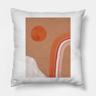 Orange sun and rainbow Pillow