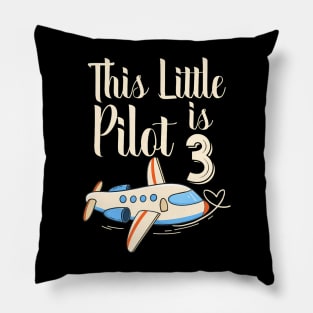 3 Year Old Boy Girl Airplane Pilot 3Rd Birthday Party Pillow