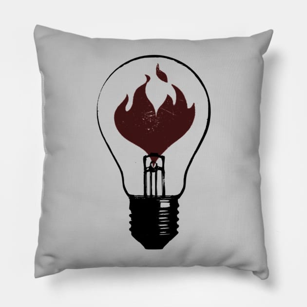 Flaming Lightbulb Pillow by chriswig