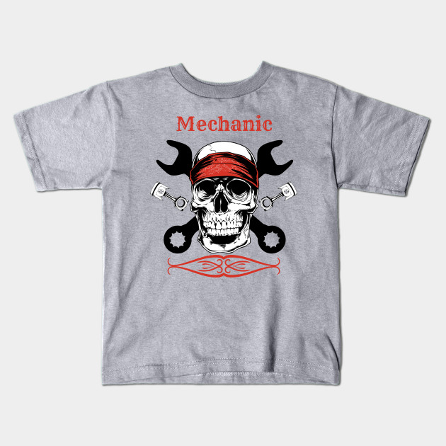 Mechanic Gear Head Skull With Wrench And Piston Mechanic For Men