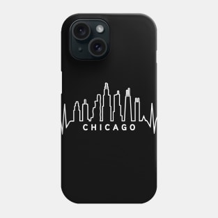 Chicago City Skyline EKG Heartbeat Night Sky Silhouette Phone Case