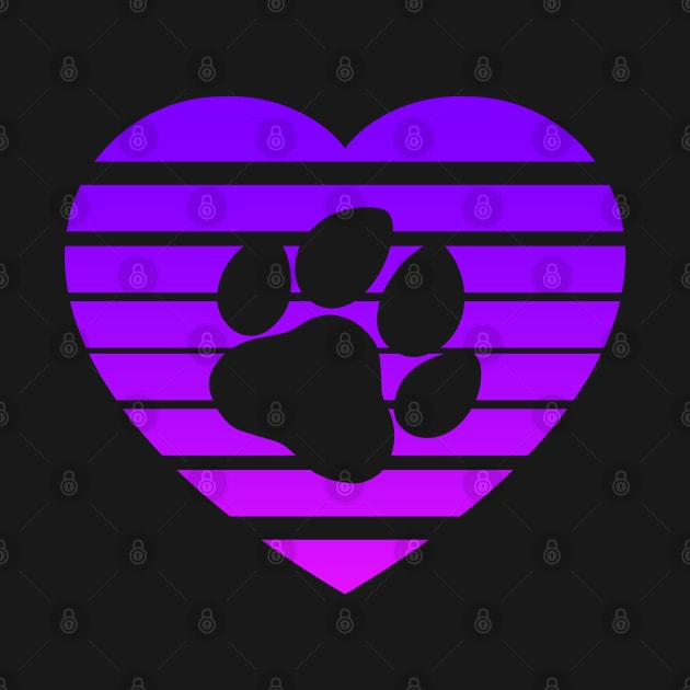 Dog Paw Heart Valentine - Purple Pink Gradient by skauff