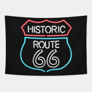 Historic Route 66 Vintage Retro Style Neon Sign Tapestry