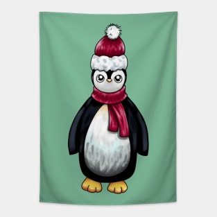 Santa Hat Penguin Tapestry