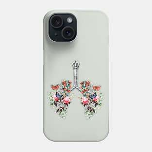 Lungs with floral climbing plant and branches, cancer awareness, bloom floral, anatomy, watercolor Phone Case