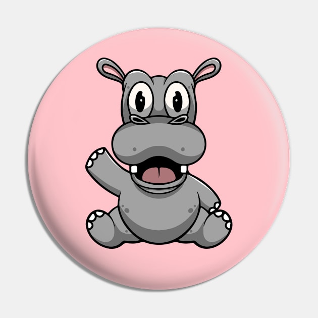 Cute Hippo Smiling Pin by Cubbone